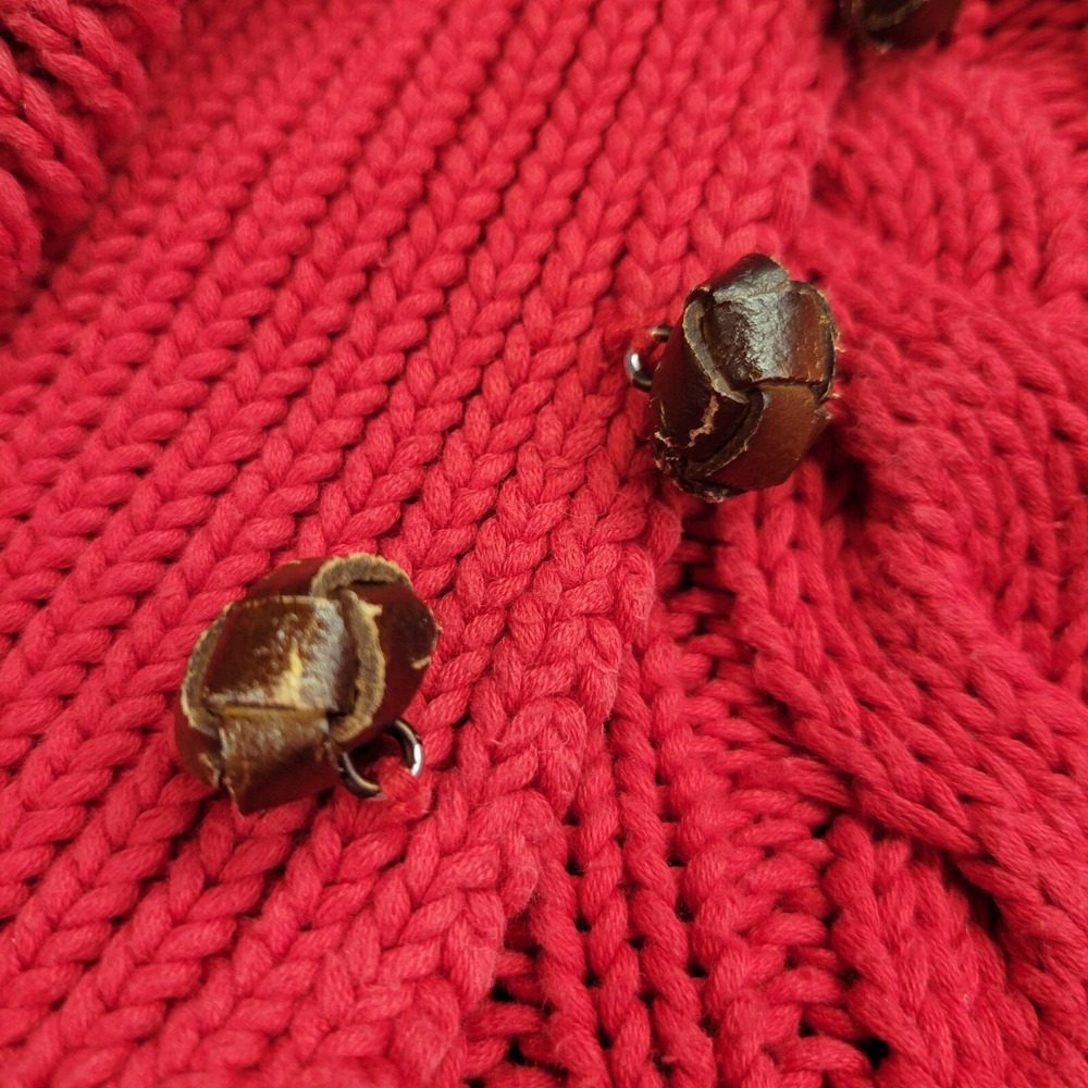 Womens Ralph Lauren Cable Knit Button Collar Sweater - Red - Picture 11 of 12